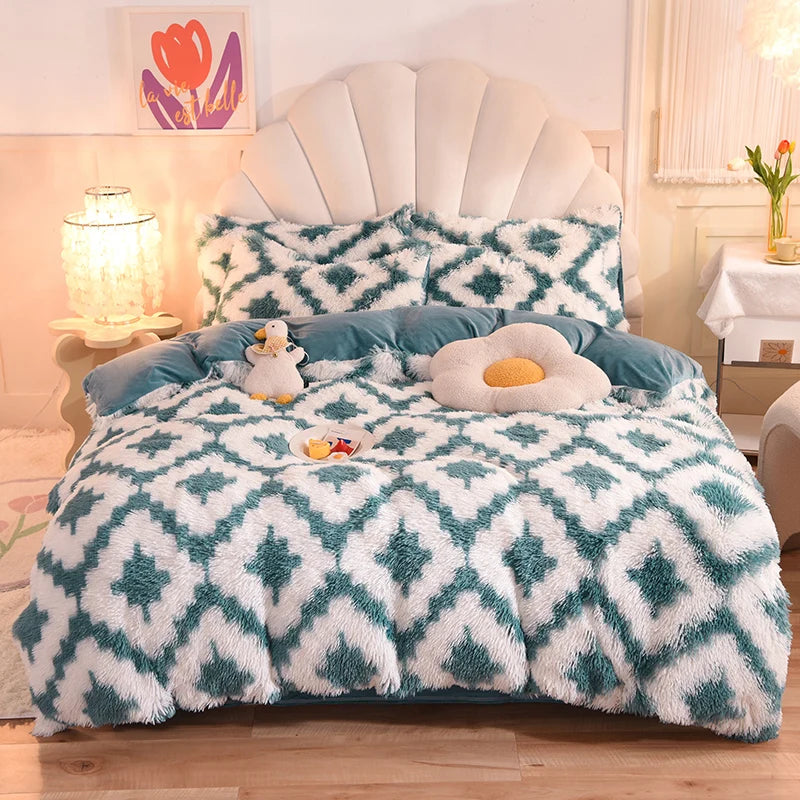 3Pcs Super Warm Coral Fleece Bedding Set Cozy Comfort  Clean Vanilla Store
