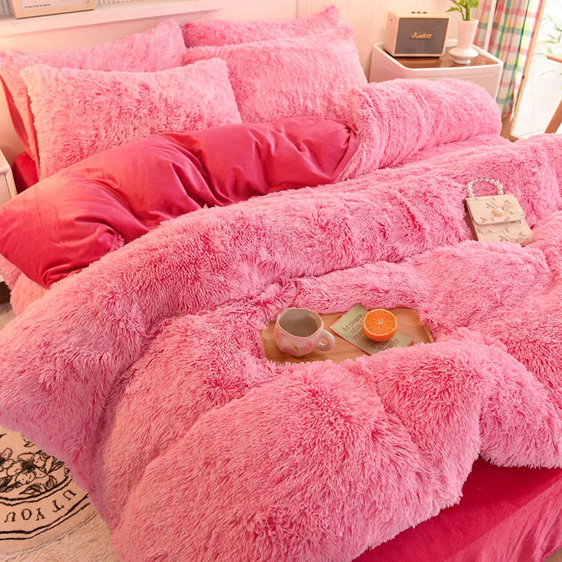 3Pcs Super Warm Coral Fleece Bedding Set Cozy Comfort  Clean Vanilla Store