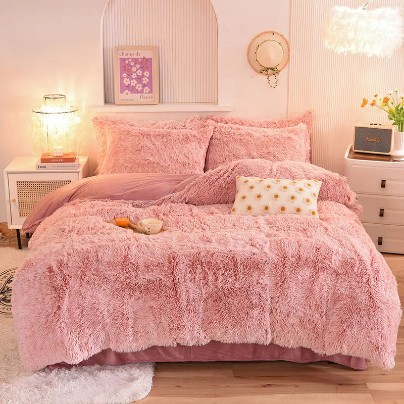 3Pcs Super Warm Coral Fleece Bedding Set Cozy Comfort  Clean Vanilla Store