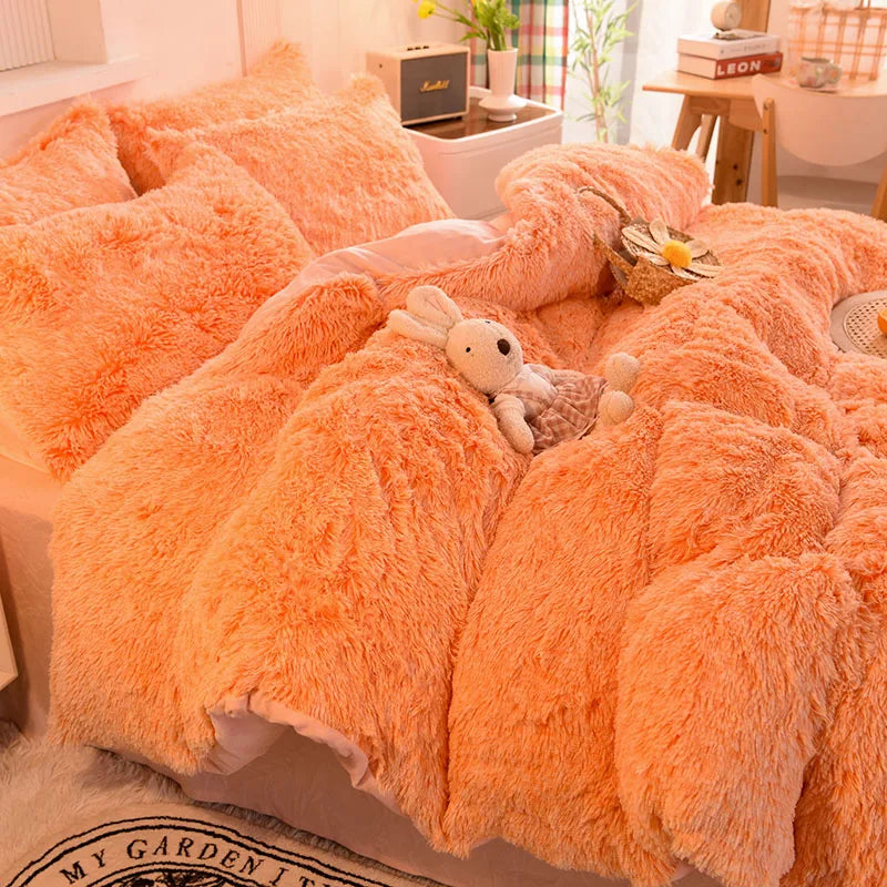 3Pcs Super Warm Coral Fleece Bedding Set Cozy Comfort  Clean Vanilla Store