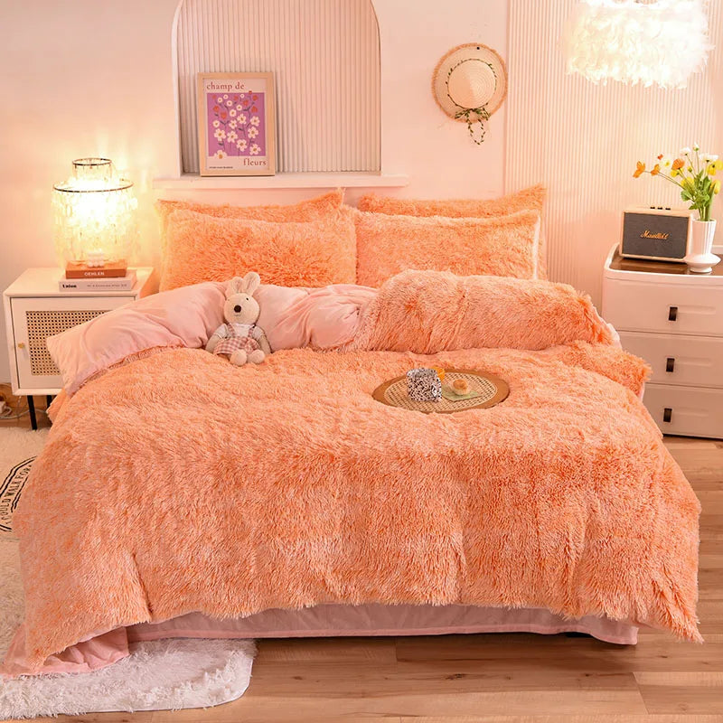 3Pcs Super Warm Coral Fleece Bedding Set Cozy Comfort  Clean Vanilla Store