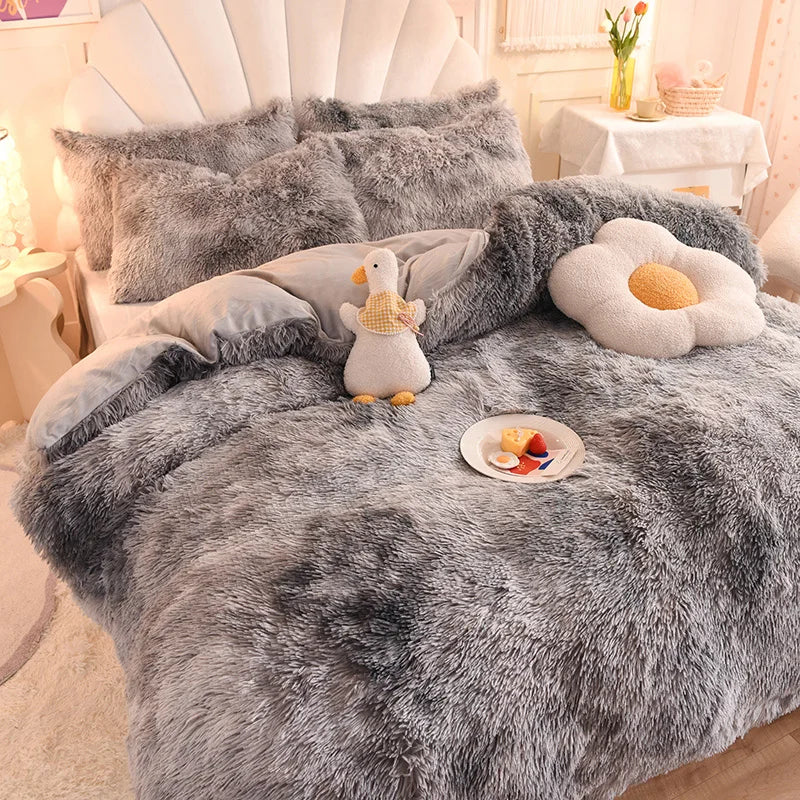 3Pcs Super Warm Coral Fleece Bedding Set Cozy Comfort  Clean Vanilla Store
