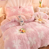 3Pcs Super Warm Coral Fleece Bedding Set Cozy Comfort  Clean Vanilla Store