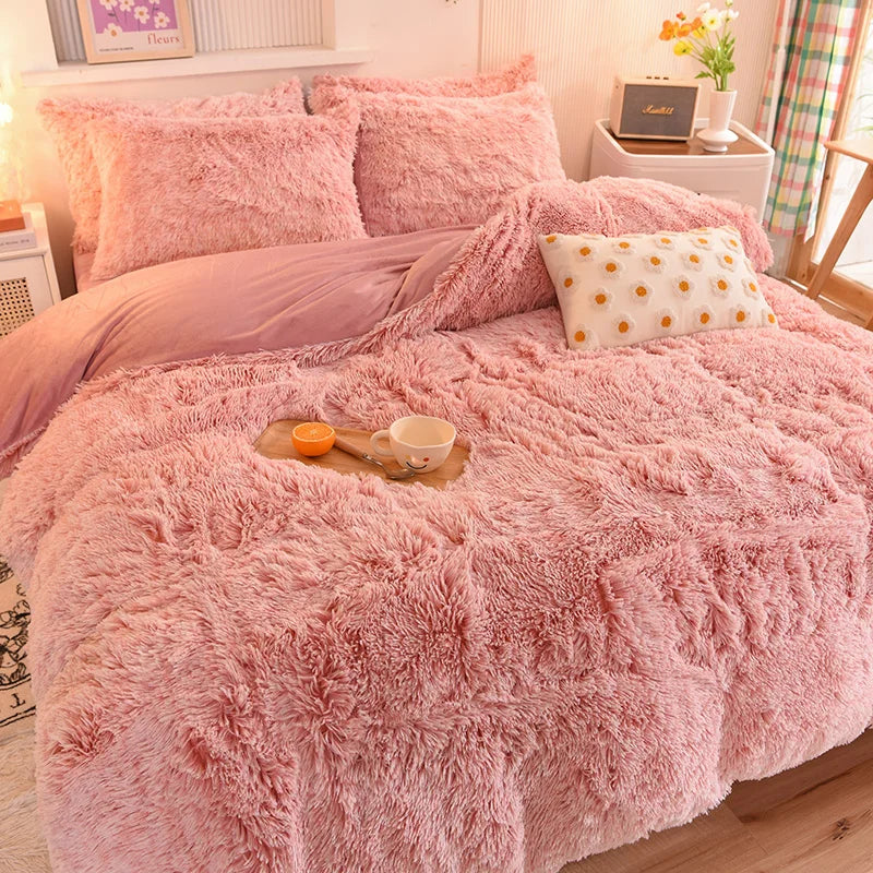 3Pcs Super Warm Coral Fleece Bedding Set Cozy Comfort  Clean Vanilla Store