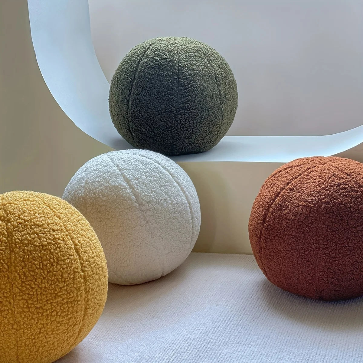 Spherical Boucle Throw Pillow Cushion for Cozy Style  Clean Vanilla Store