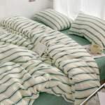 Classic Style Striped Duvet Cover Set - 3pcs  Clean Vanilla Store