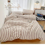 Classic Style Striped Duvet Cover Set - 3pcs  Clean Vanilla Store