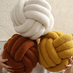 Hand-Knotted Ball Throw Pillow Cushion in Soft Lamb Fleece  Clean Vanilla Store