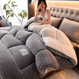 Plush Quilt Duvet - Double Thickened Cotton Comfort  Clean Vanilla Store