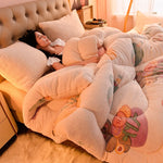 Plush Quilt Duvet - Double Thickened Cotton Comfort  Clean Vanilla Store