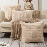 Plush Cushion Cover Decorative Pillow with Geometric Design  Clean Vanilla Store
