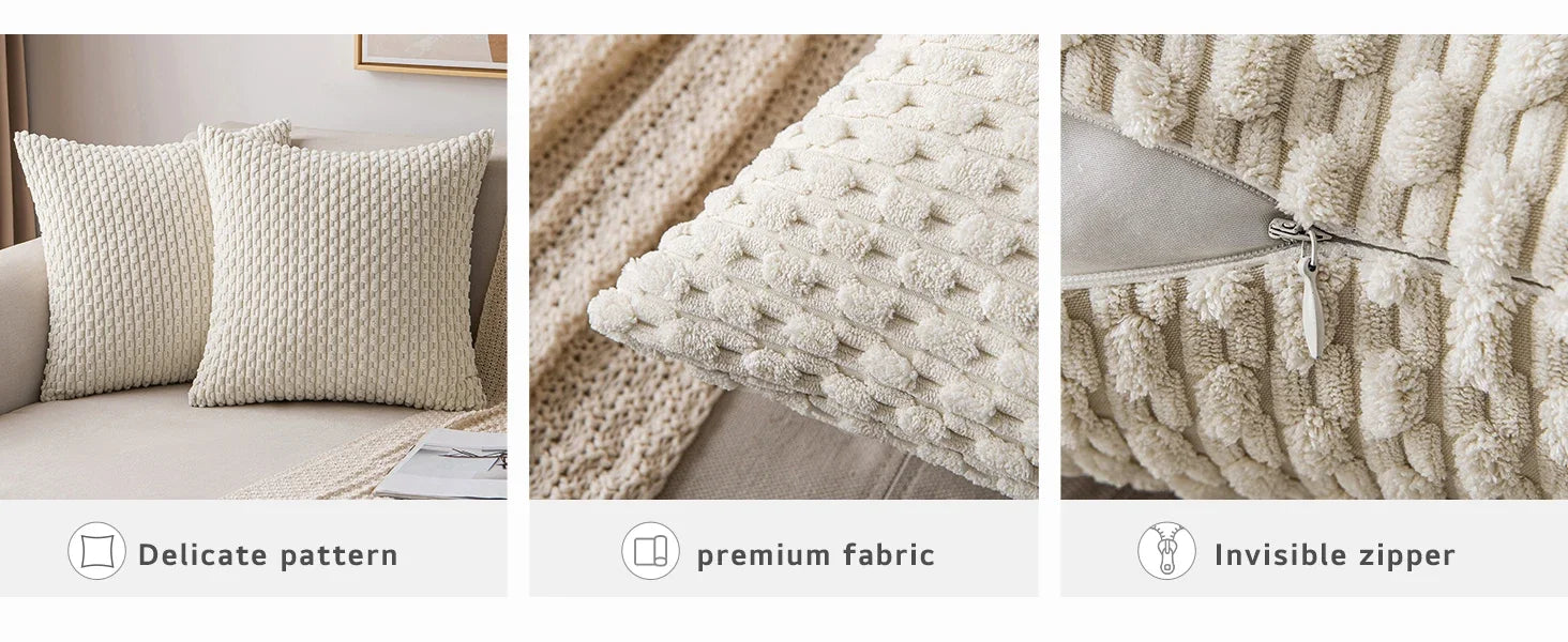 Cozy Corduroy Pattern Throw Pillow Cushion Cover  Clean Vanilla Store