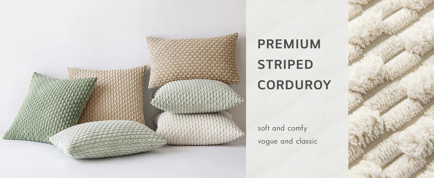 Cozy Corduroy Pattern Throw Pillow Cushion Cover  Clean Vanilla Store
