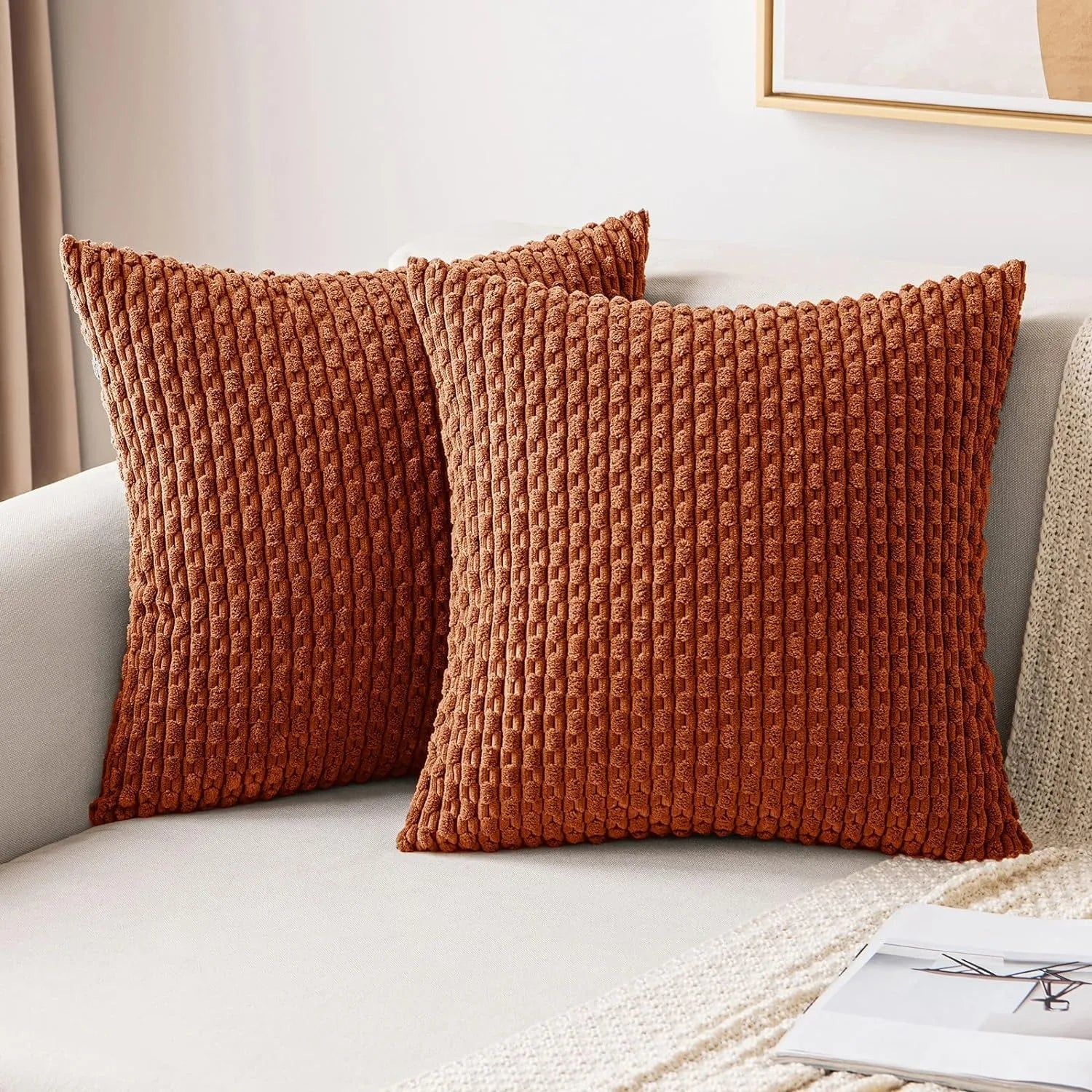 Cozy Corduroy Pattern Throw Pillow Cushion Cover  Clean Vanilla Store