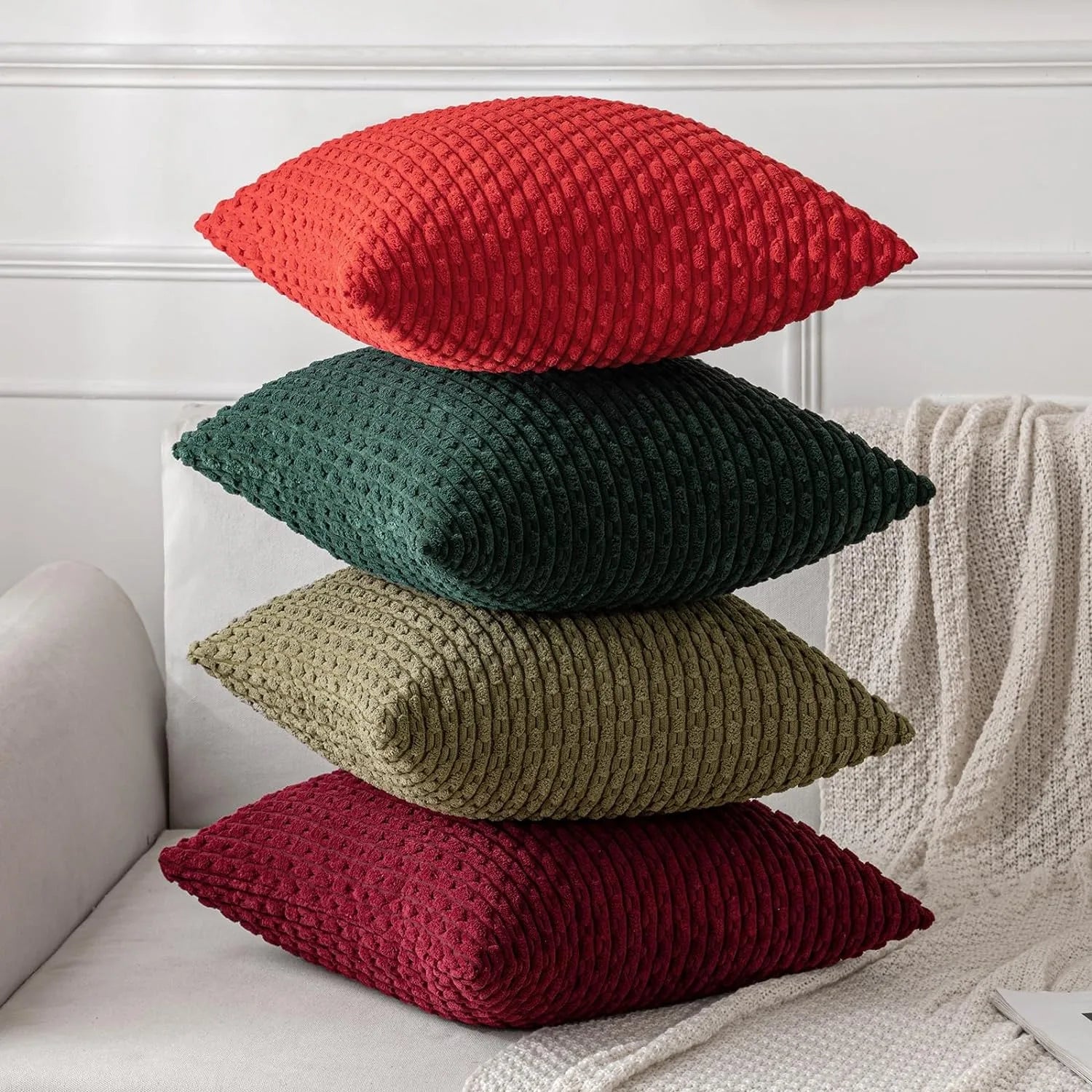 Cozy Corduroy Pattern Throw Pillow Cushion Cover  Clean Vanilla Store