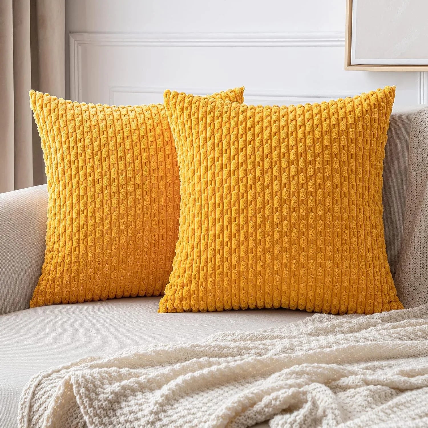 Cozy Corduroy Pattern Throw Pillow Cushion Cover  Clean Vanilla Store