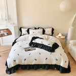 Rose Embroidered Duvet Cover Set With Ruffle Accents - 3-Piece  Clean Vanilla Store