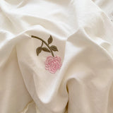 Rose Embroidered Duvet Cover Set With Ruffle Accents - 3-Piece  Clean Vanilla Store
