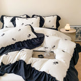 Rose Embroidered Duvet Cover Set With Ruffle Accents - 3-Piece  Clean Vanilla Store